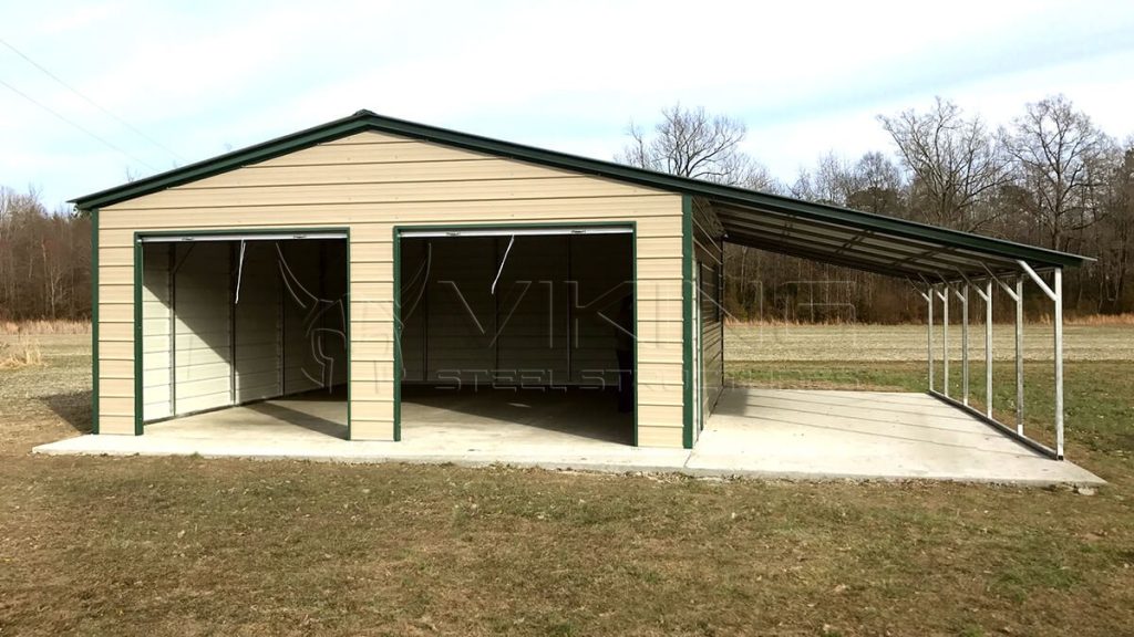 36x25x9 Lean-to Metal Garage