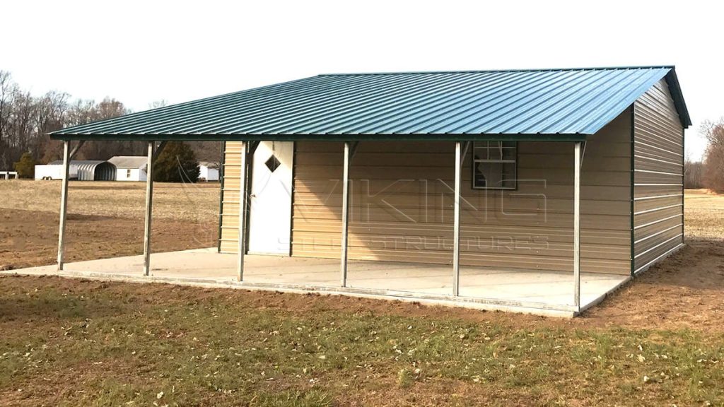 36x25x9 Lean-to Metal Garage