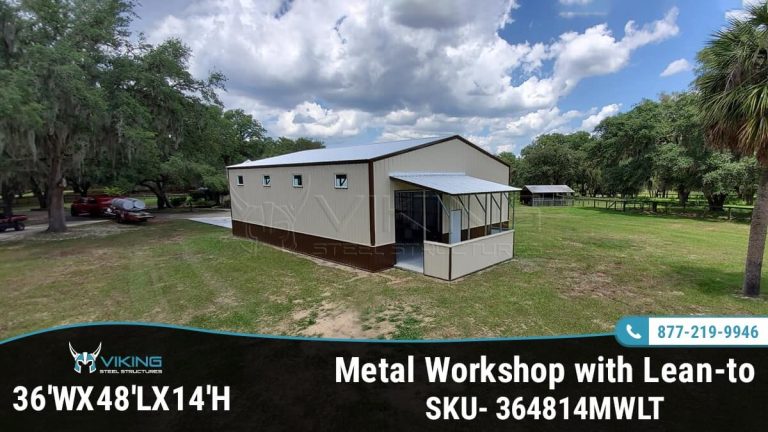 36x48x14 Metal Workshop with Lean-to