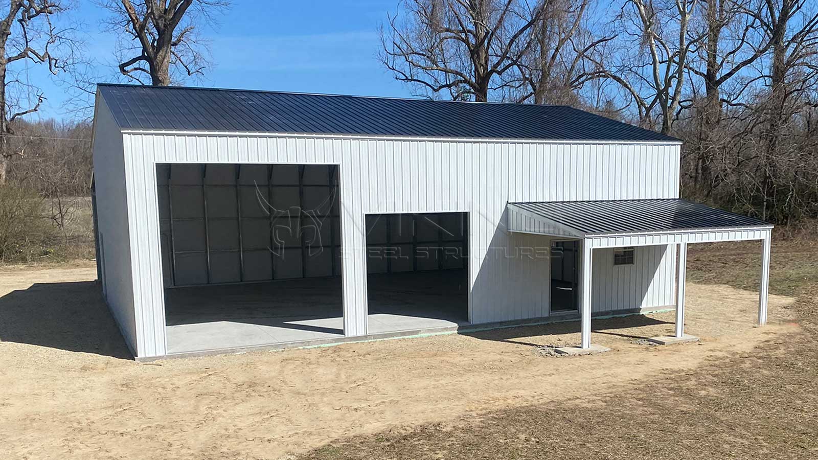 40x40x14 Commercial Metal Building Front View