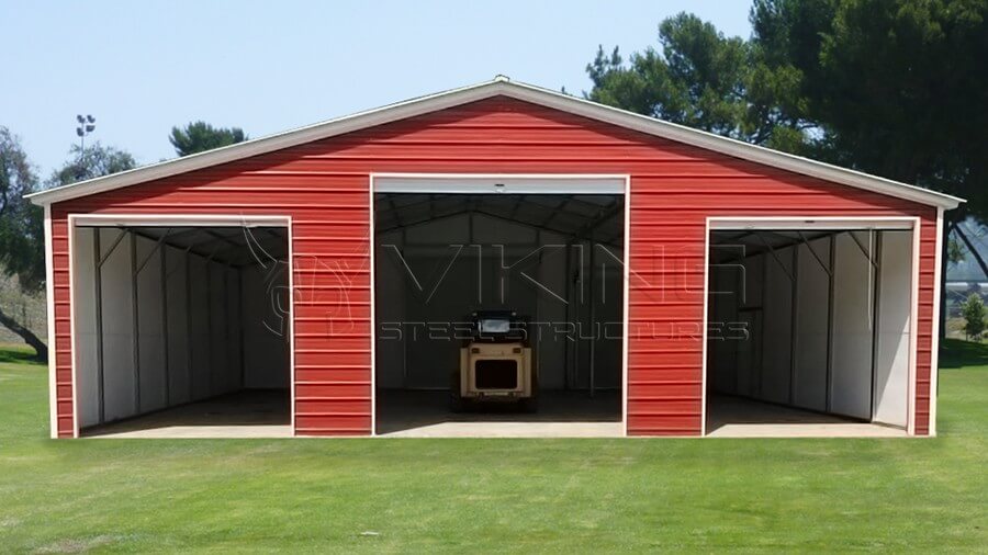 42x35 Continuous Roof Metal Barn Front View
