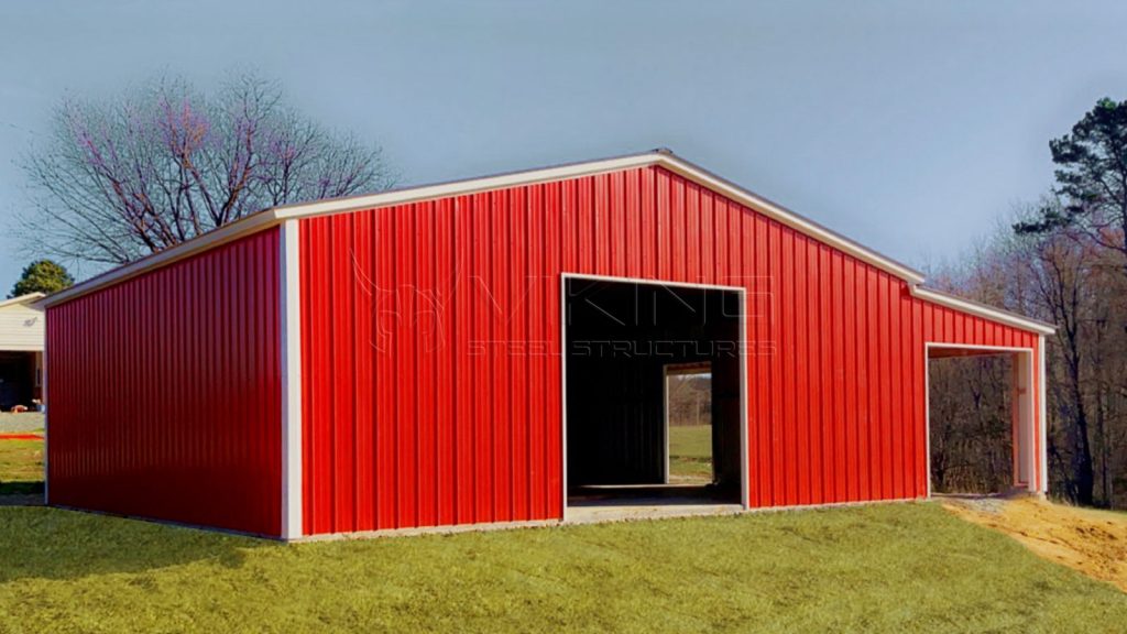 44'x36'x12' Metal Garage with Lean-to