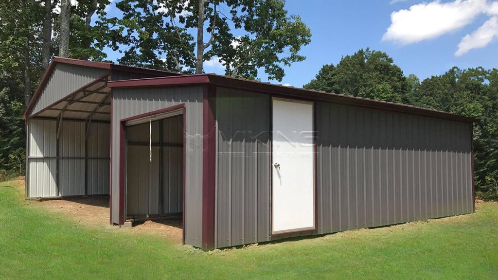 42x26x10 Vertical Metal Carport With Lean-to