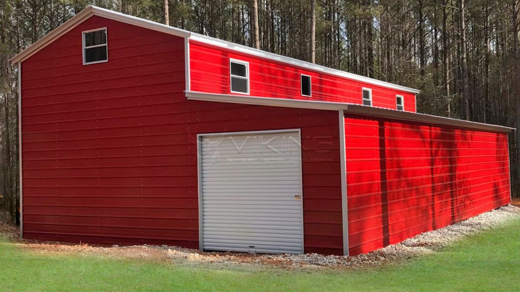 24x40x14 Utility Steel Garage with Lean-to