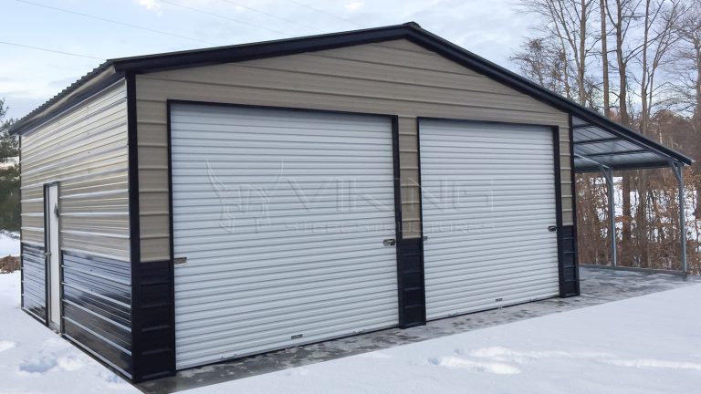 24x20x10 Metal Garage with Lean-to