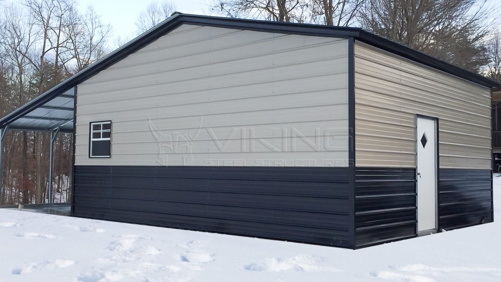 24x20x10 Metal Garage with Lean-to
