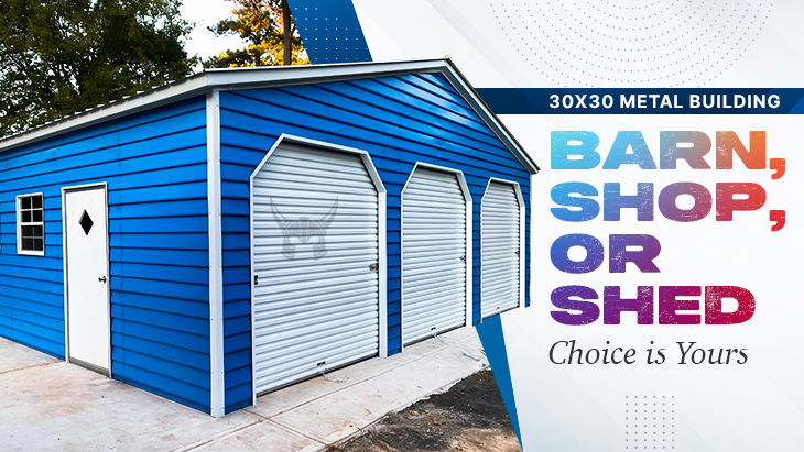 30x30 Metal Building, Barn, Shop, or Shed - Choice is Yours!