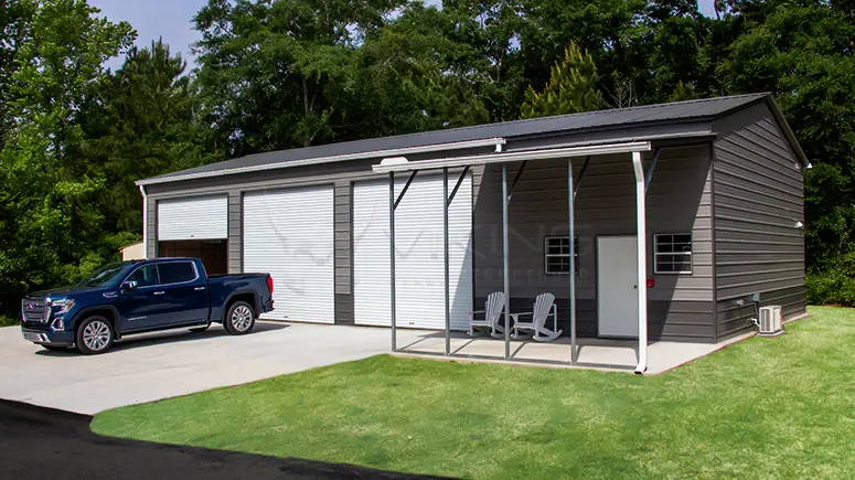 30x55x12 Vertical Roof Fully Enclosed Garage