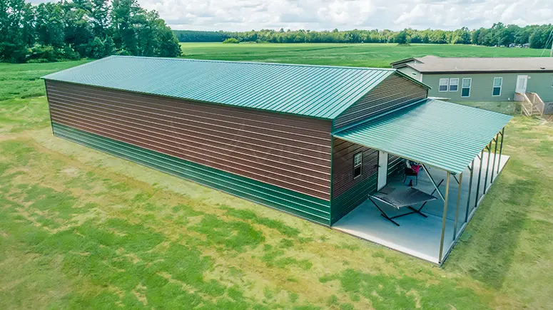 30x70x12 Steel Building With Lean To
