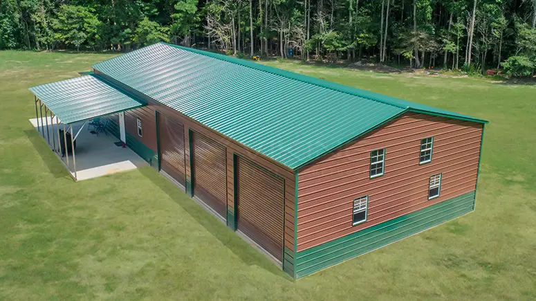 30x70x12 Steel Building With Lean To