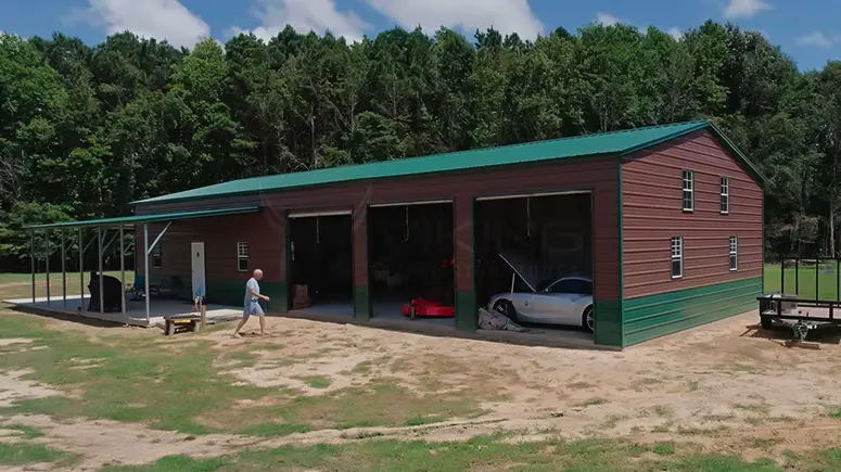 30x70x12 Steel Building With Lean To