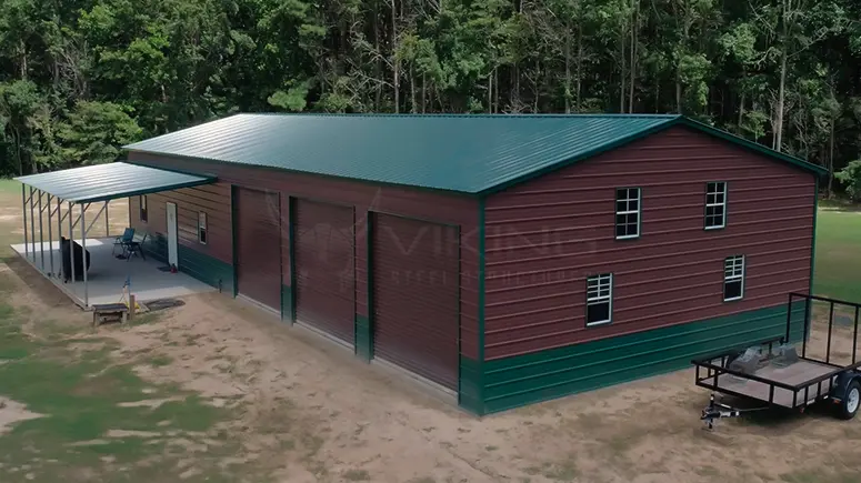 30x71x12 Steel Building With Lean To