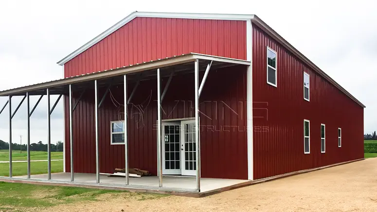 30x80x16 Vertical Garage with Lean-to