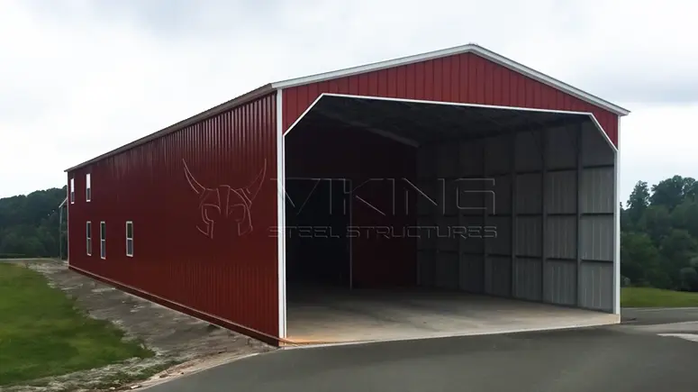 30x80x16 Vertical Garage with Lean-to