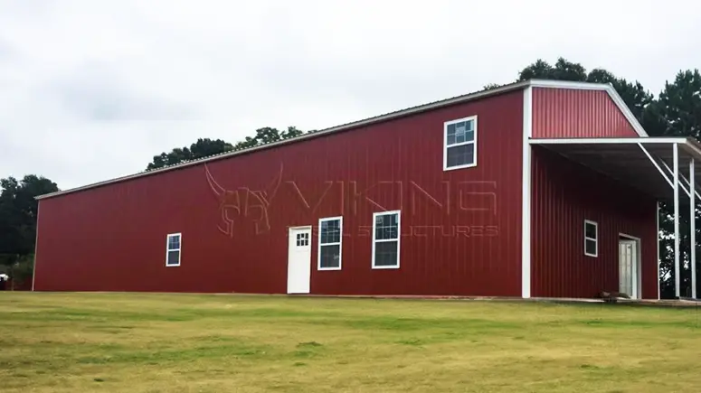 30x80x16 Vertical Garage with Lean-to