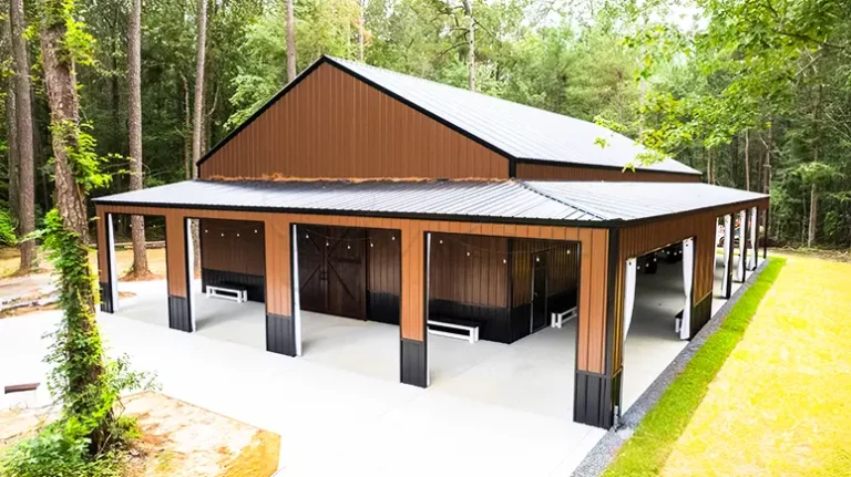 40x80x14 Fully Enclosed Garage With Wrap Around Lean To