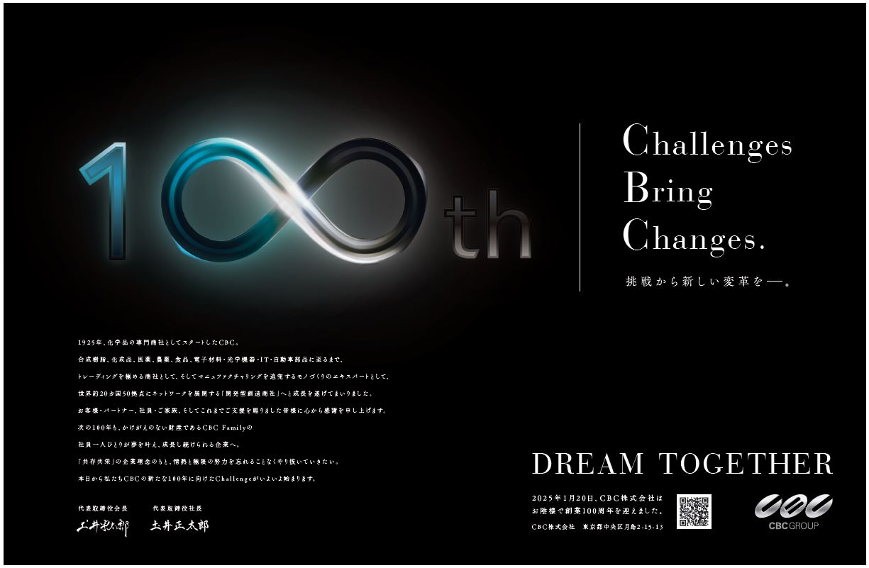 100th Anniversary Advertisement in the Nikkei Newspaper on January 20, 2025
