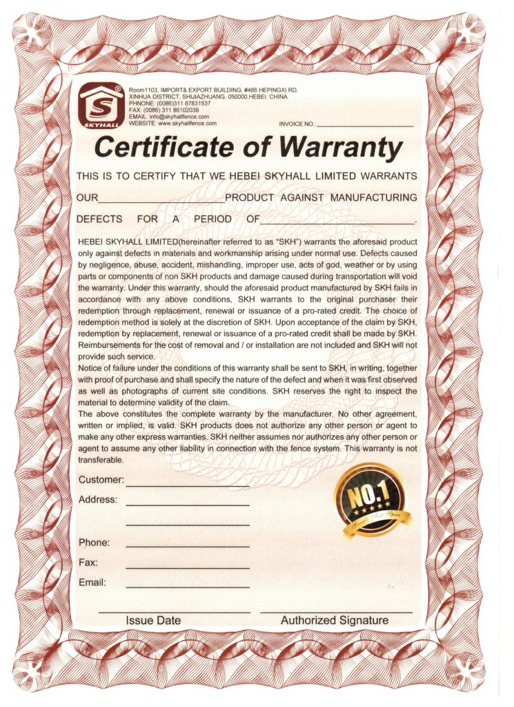metal fence warranty