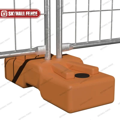 temporary construction fence panels inserted into bases