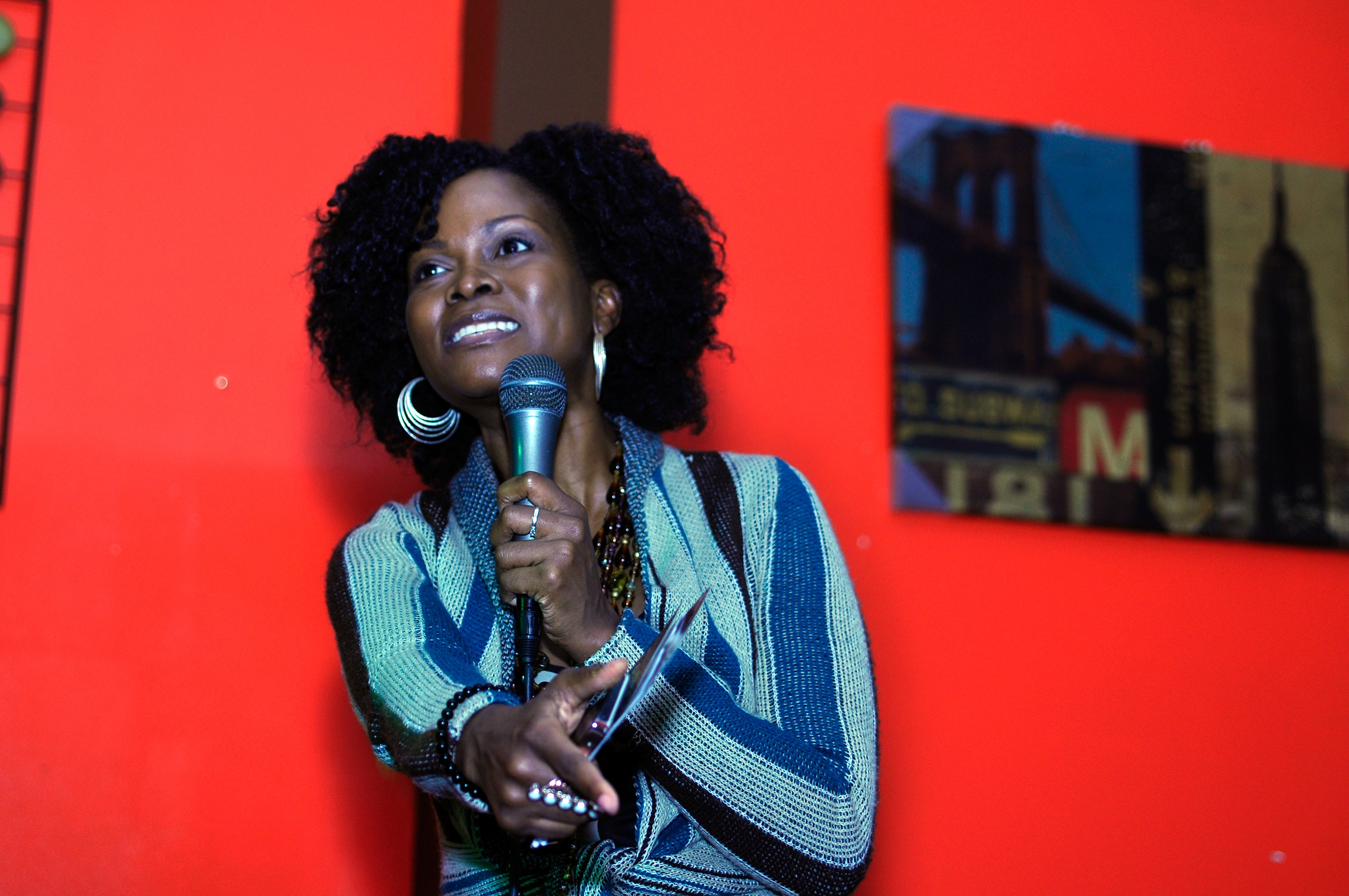 Abiola Abrams speaking at black women's event.