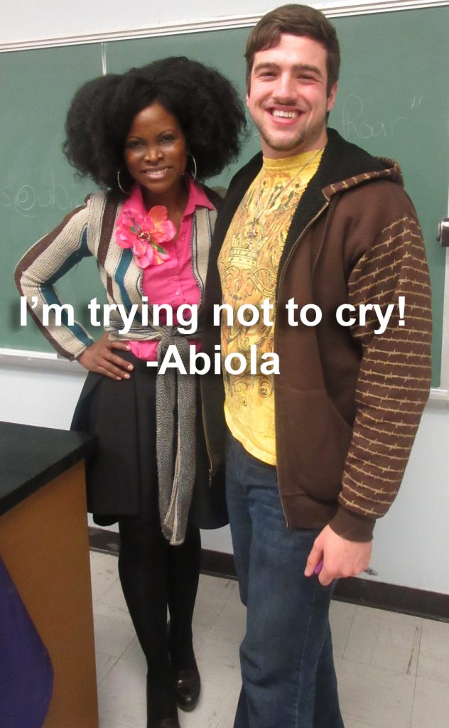 Abiola Abrams and McKendree Student crying