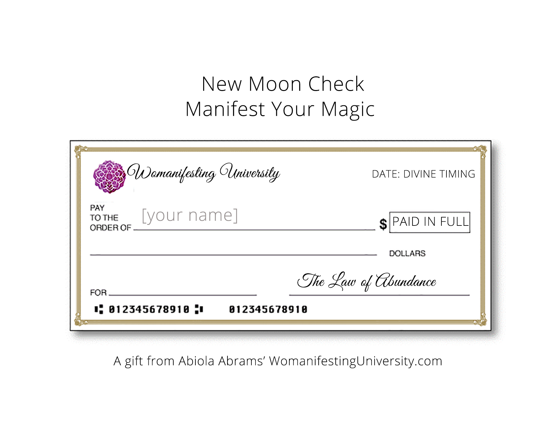 New Moon Check Manifest Your Magic Printable Inspiration Womanifest Your Power With Abiola Spirit Mindset Success