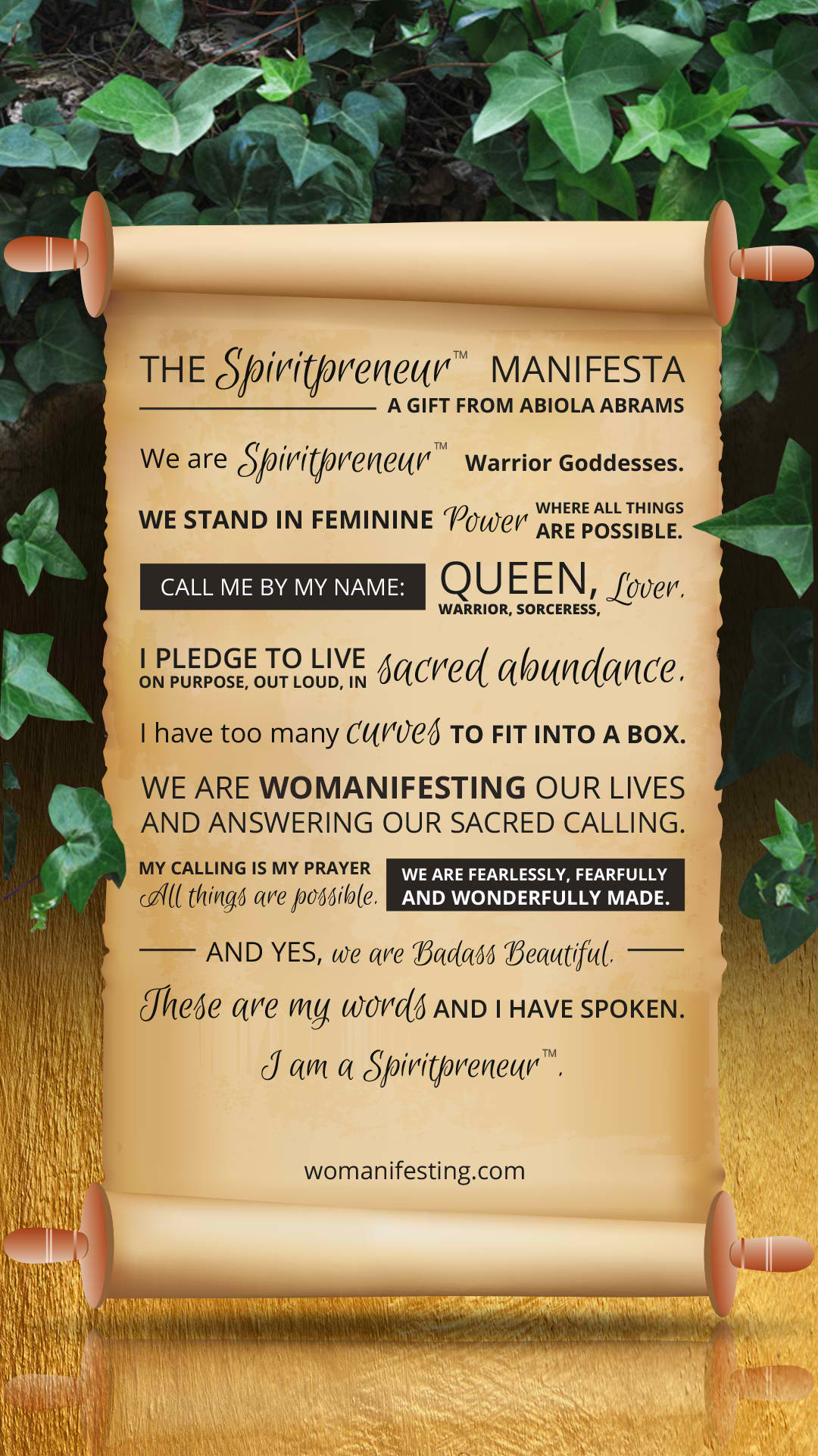 Spiritpreneur MANIFESTA Phone WALLPAPER