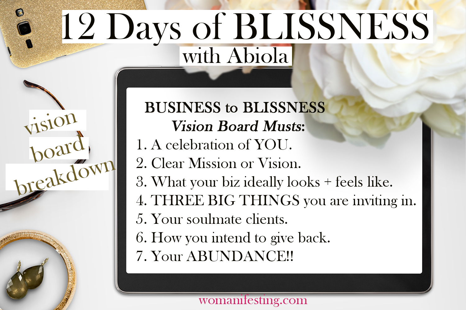 Business Vision Board Template! 12 Days of Blissness [Printable Inspiration]