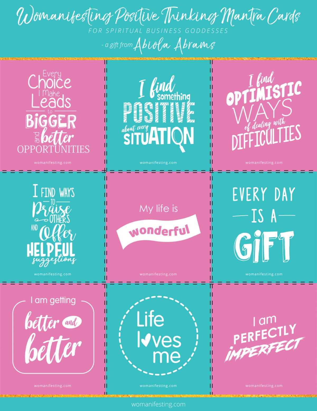 Positivity Mantras Printable Inspiration for You and Your Business