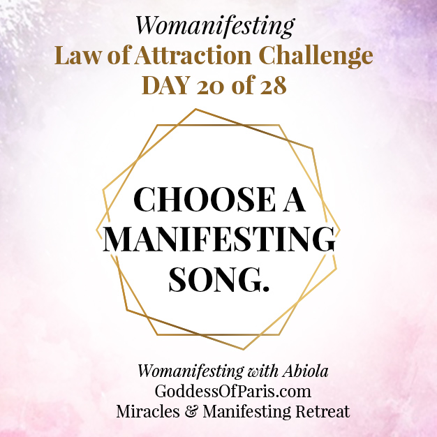 choose a manifesting song - high vibe playlist - Look for signs that your manifestation is working.  I had a client who didn't even realize that she had manifested her $10K because it came via 4 different sources. What are the hints you're getting from the Universe that you are on the right track? Look for what is working instead of what is NOT working!!