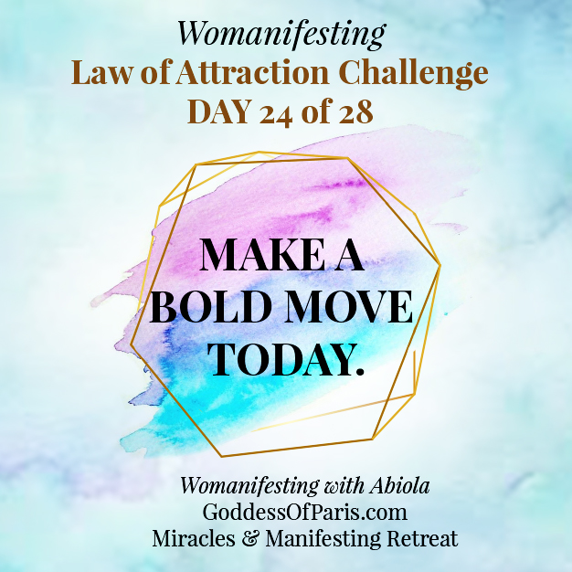 make a bold move - Look for signs that your manifestation is working.  I had a client who didn't even realize that she had manifested her $10K because it came via 4 different sources. What are the hints you're getting from the Universe that you are on the right track? Look for what is working instead of what is NOT working!!