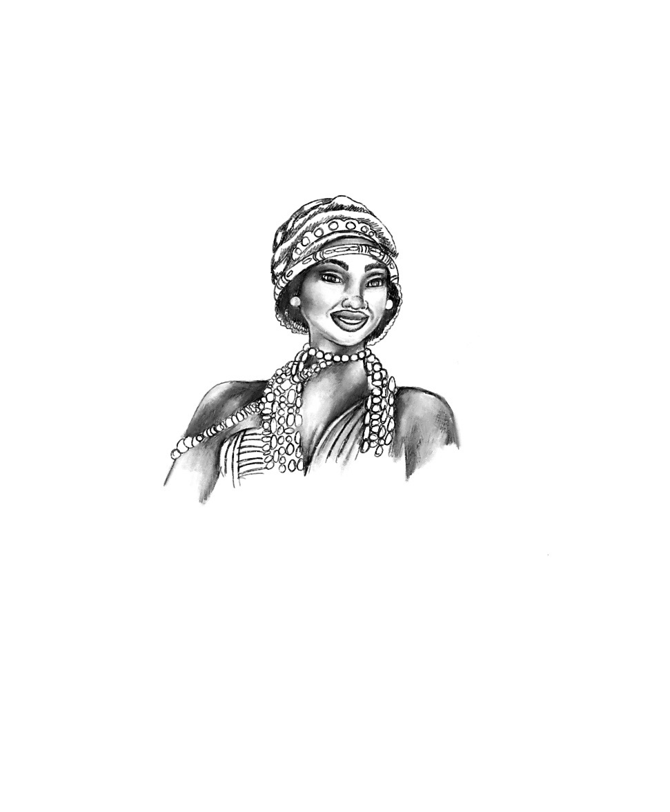 Ngame Sketch by Destiney Powell for African Goddess Initiation: Sacred Rituals for Self-Love, Prosperity and Joy Goddess Ngame