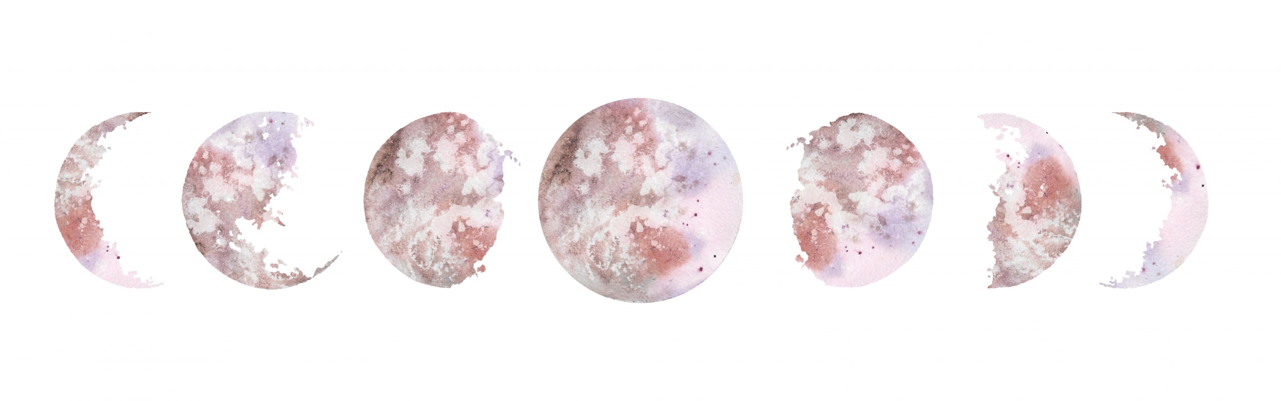 Луна в разных фазах акварель