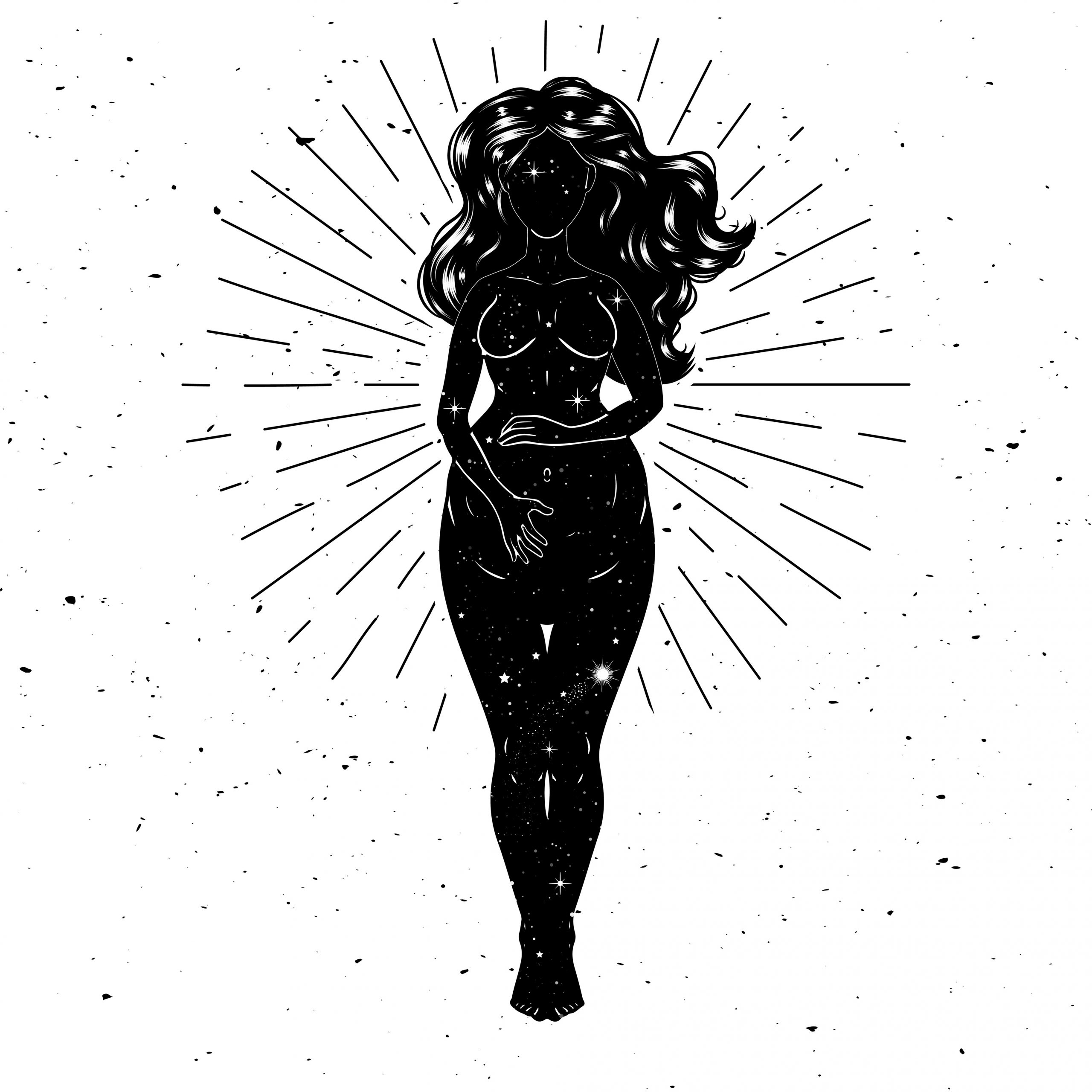 Beautiful pregnant woman figure, mother goddess, esoteric theme.