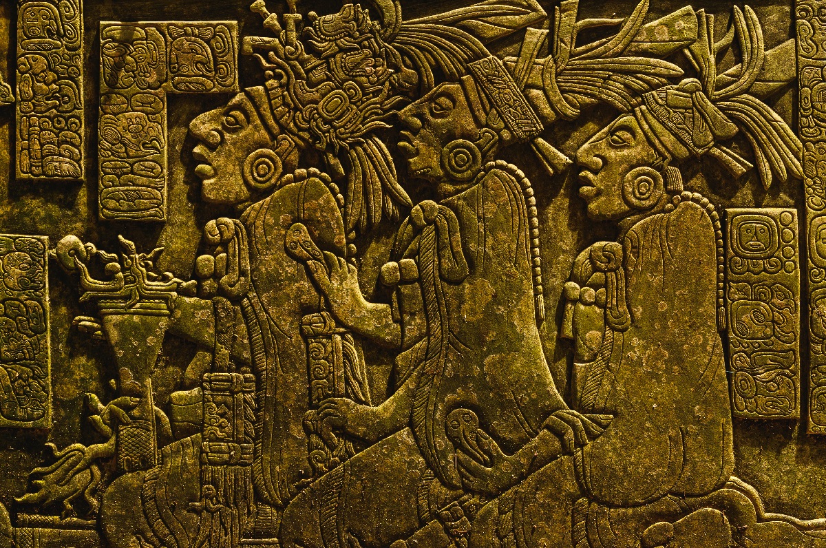 Ancient Mayan drawings on the stone wall BELIZE RETREAT FOR WOMEN