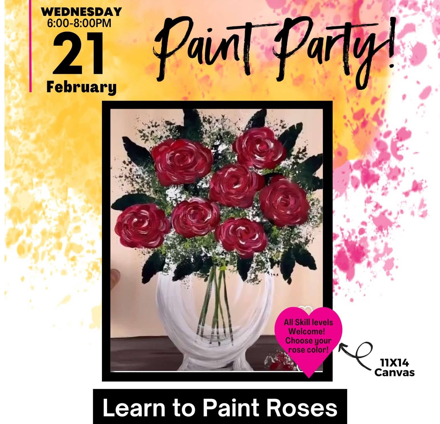🌹 Paint and Sip with Artist Holly Adkins: Learn to Paint Roses 🌹