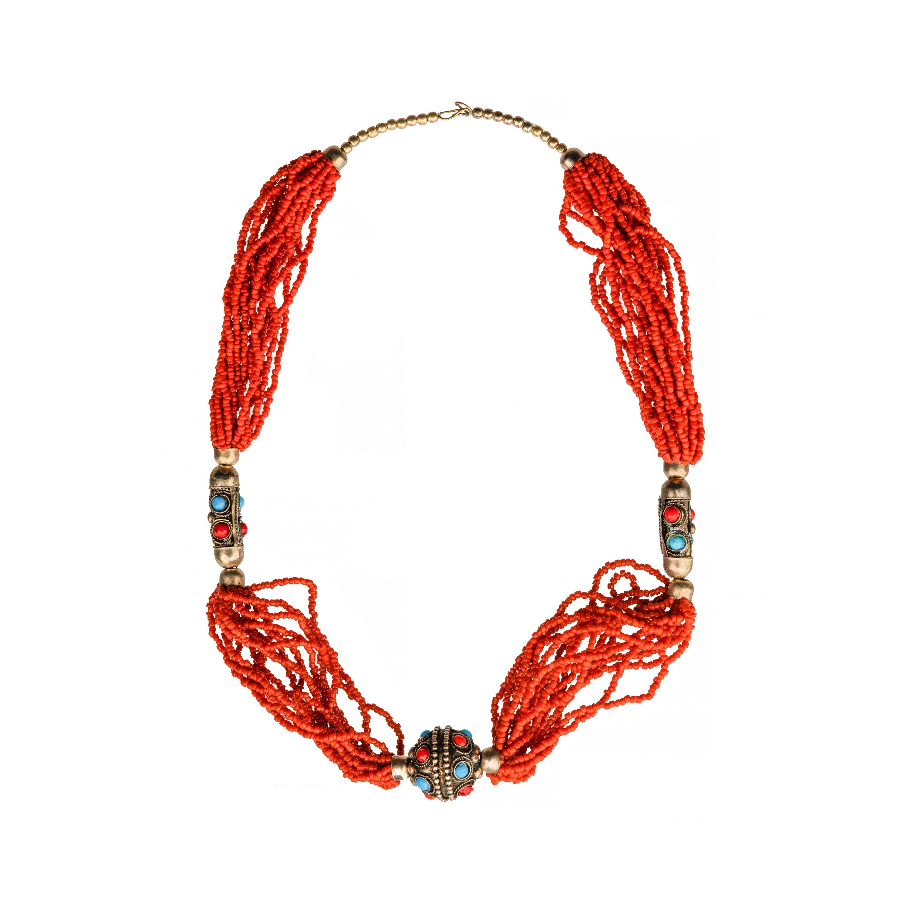 Mid-20th Century Triple-Strand Red Coral Necklace