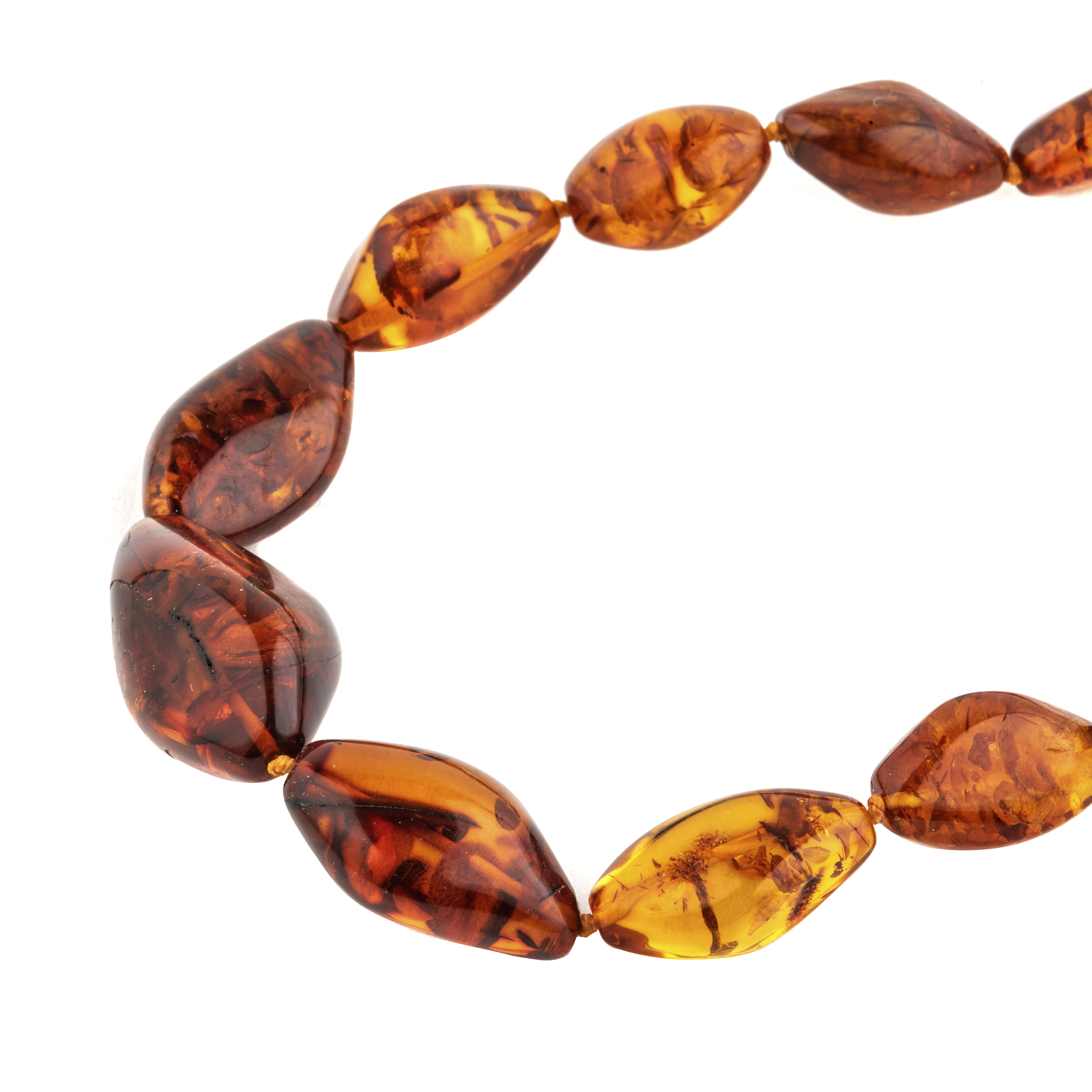 Amber Teething Necklace Made of Baltic Amber and Jadeite.