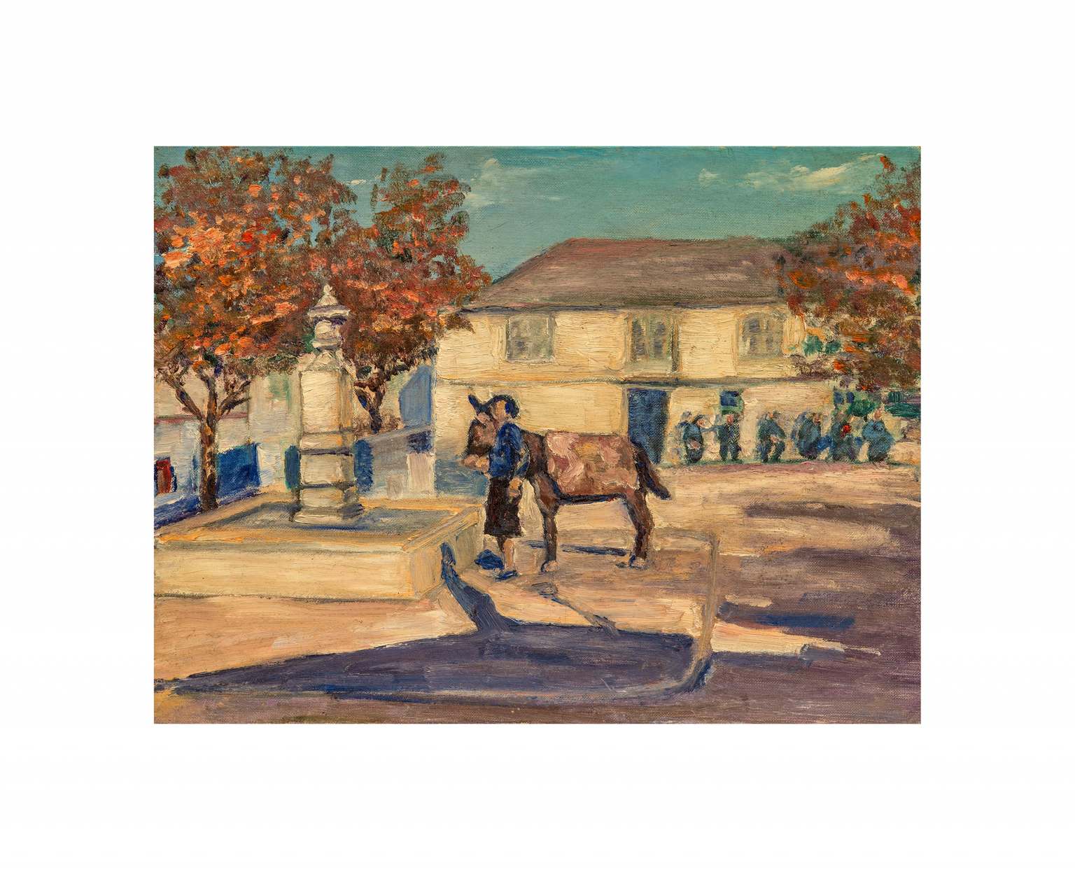 Vintage village painting