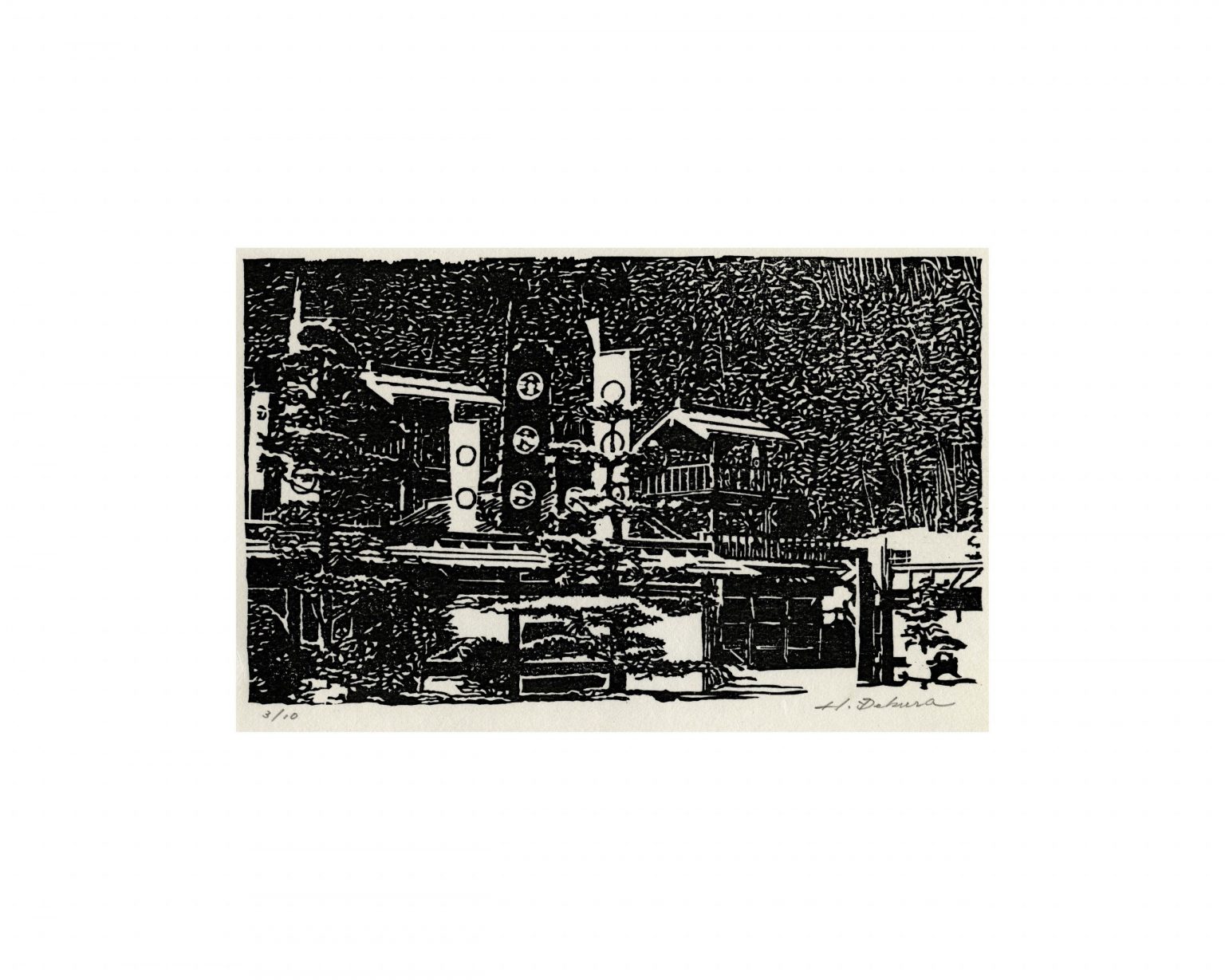 Black and White Japanese Landscape Print