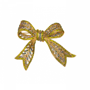 rhinestone bow brooch