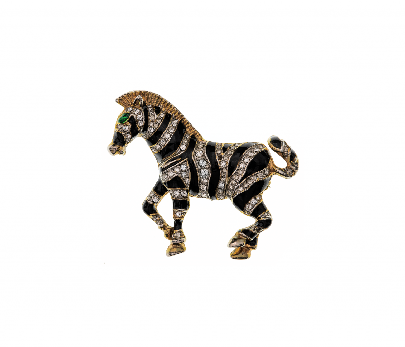 Rhinestone Zebra Brooch