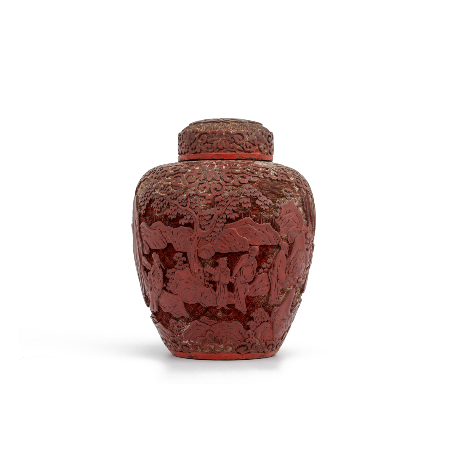 Chinese cinnabar jar