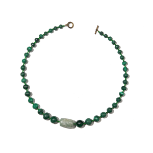 Chalcedony and Malachite Beaded Necklace