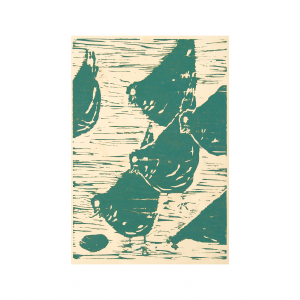 Vintage Bird Linocut Print