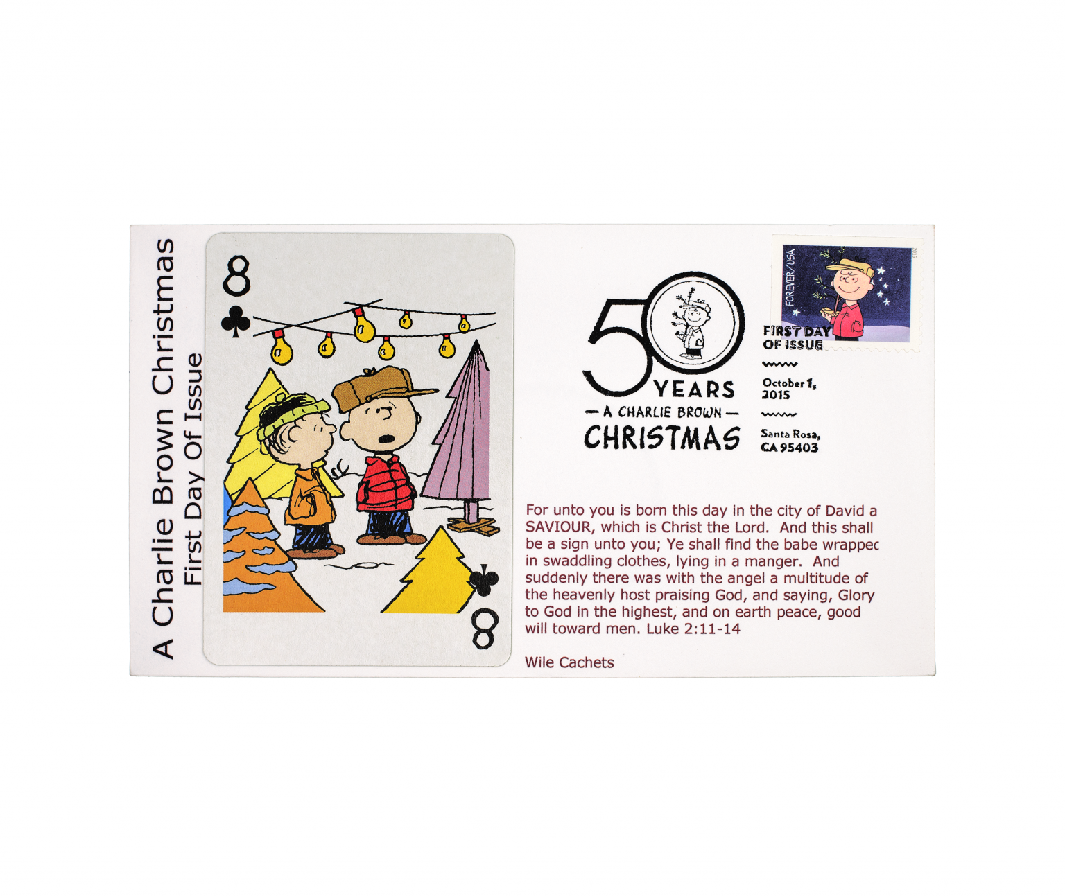 Charlie Brown Linus 8 of Clubs Postal Cover