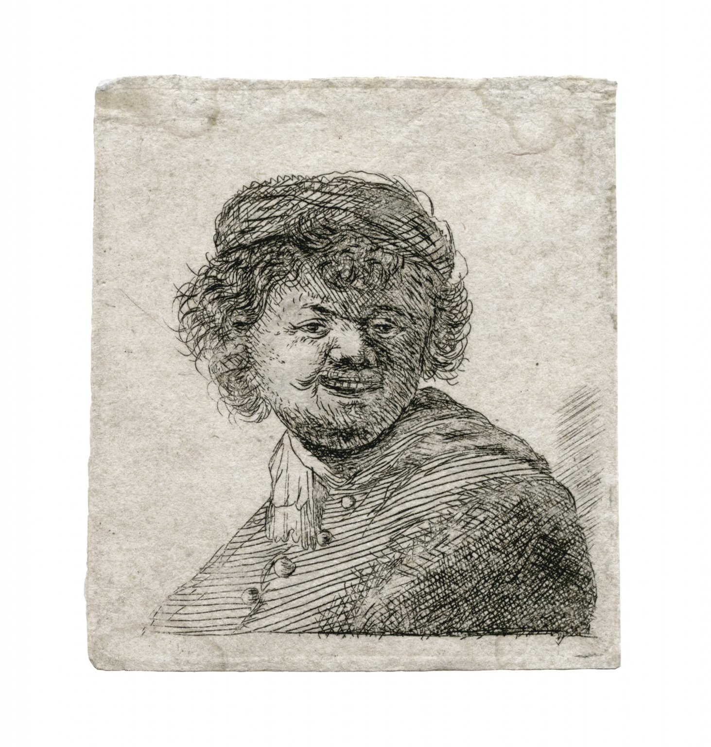 Rembrandt van Rijn Self Portrait in a Cap Laughing