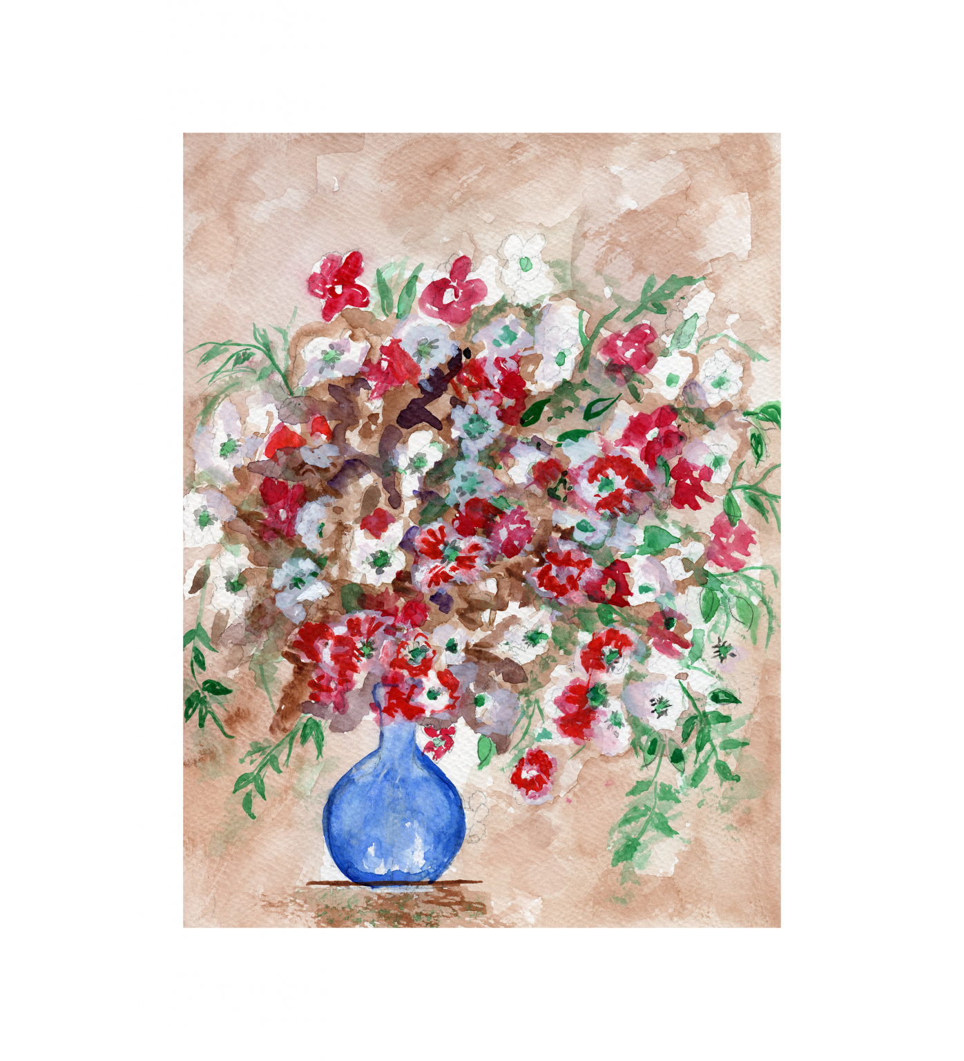 Still Life Flower Bouquet Watercolor Painting