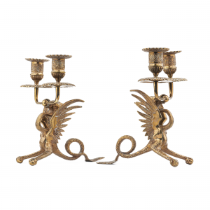 Vintage Brass Dragon Candle Holders