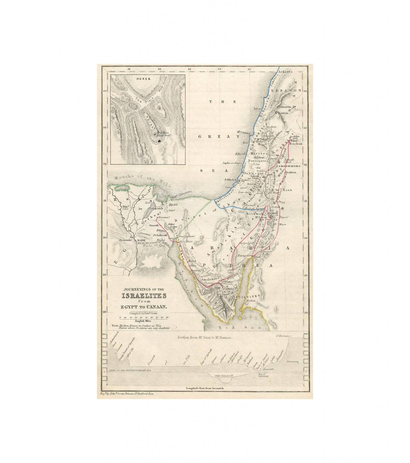 Map of the Journey of the Israelites from Egypt to Canaan